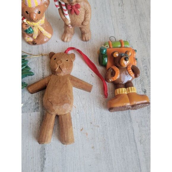 Unique bear candy cane camper variety teddy bear set Xmas ornament decor - Picture 7 of 9